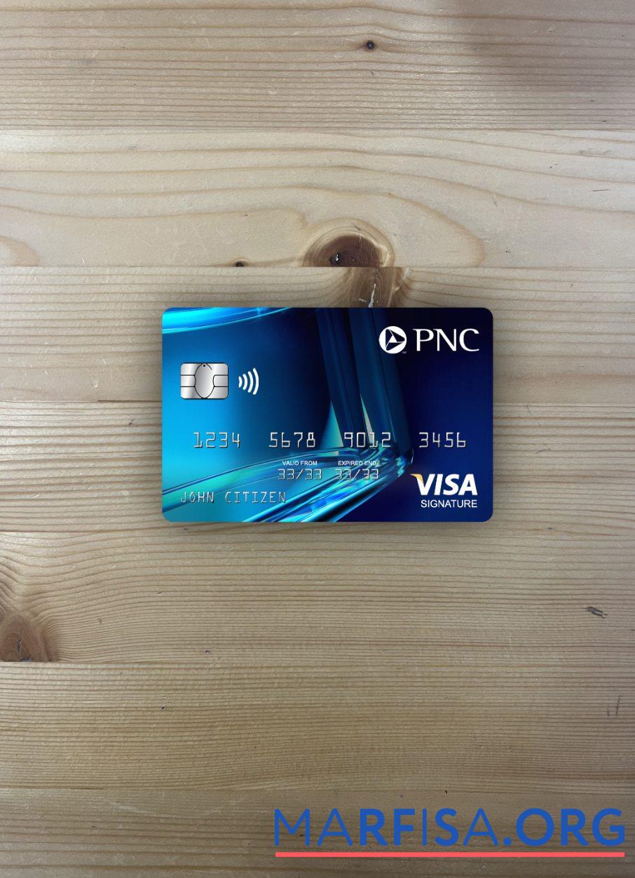 Printable USA PNC bank visa signature card photolook front download for verification